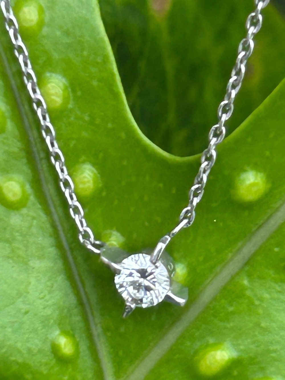 Vintage 950 Platinum .30ct Solitaire Natural Diamond pendant Necklace 15” chain